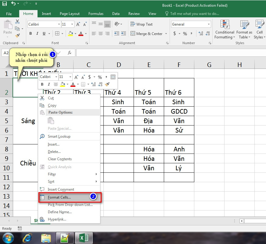 Hình Chọn Format Cells